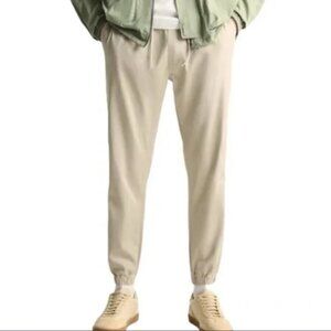 Zara dnwr Men's Jogger Pants Slim Fit Drawstring Waist Cream Size L